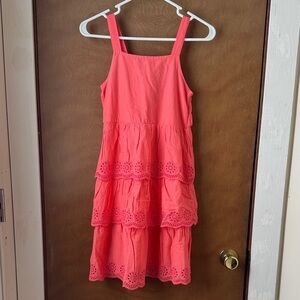 Old Navy Coral Eyelet Tiered Dress